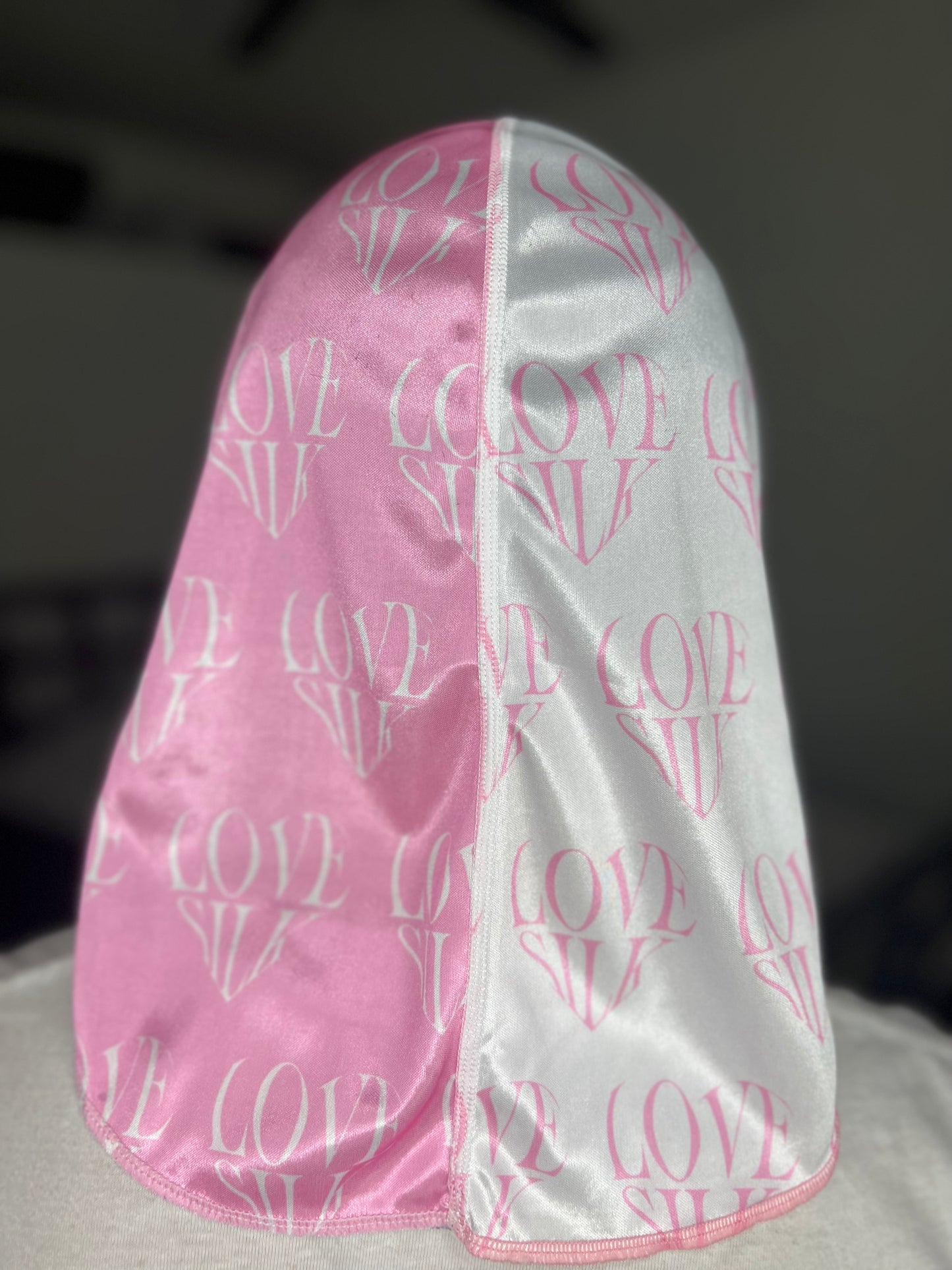 LS Two-Toned Silky Durag Pink/White